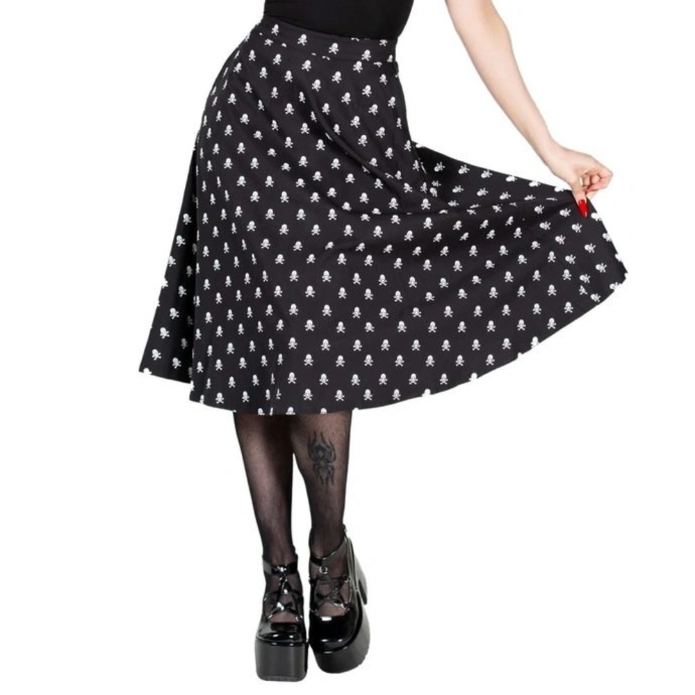 Killstar lay dead midi skirt skull print rockabilly pinup alternative